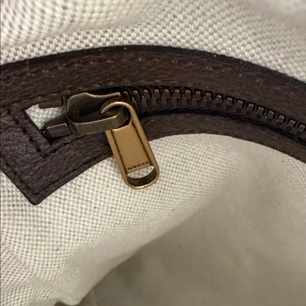 Gucci Brown GG Supreme Canvas Crossbody Bag with Red & Green Stripe